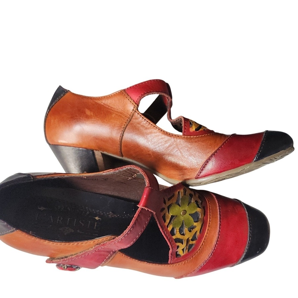 L'ARTISTE Spring Step Jardin Mary Jane Pumps EU 38 / US 7.5–8 Leather Shoes $149 - Picture 8 of 11